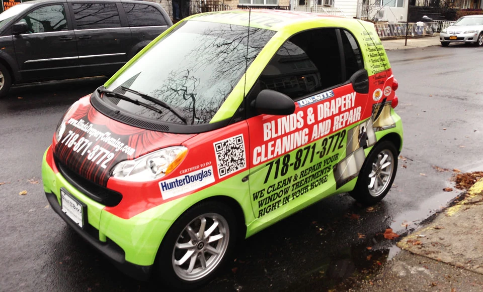 Smart Car Vehicle Vinyl Wraps by KNA Media Group, Blinds Drapery Cleaning