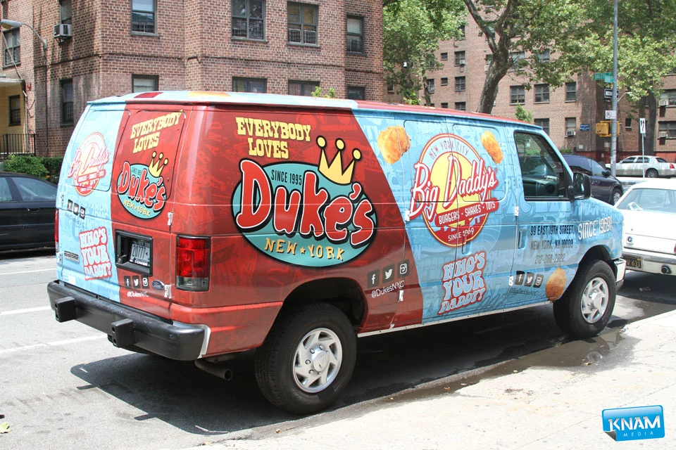 Vinyl van wrap printing for Duke's New York by KNAM